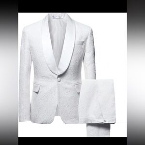 Mens white dressy suit set